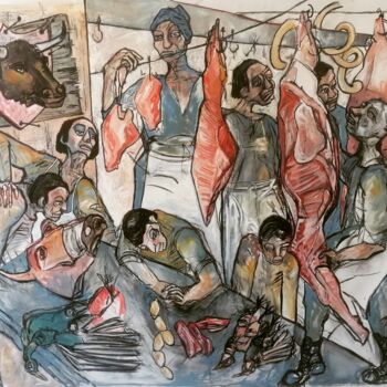 Pintura titulada "Traiteur de boeufs" por Cynthia Pedrosa, Obra de arte original, Oleo