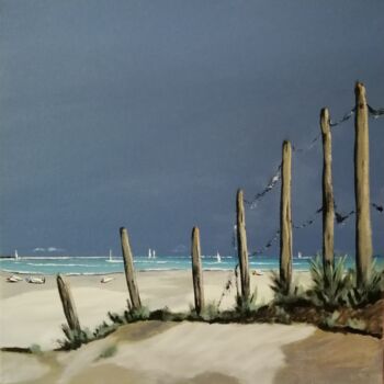 Painting titled "Ré, depuis les dunes" by Cyril Beaufils, Original Artwork, Acrylic