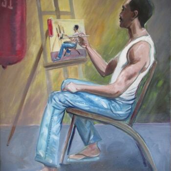 Painting titled "Painters studio" by Cyril Harris, Original Artwork, Oil