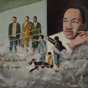 Painting titled "Martins assasination" by Cyril Harris, Original Artwork, Oil