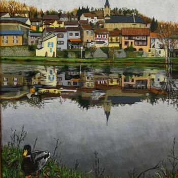 Malarstwo zatytułowany „Le lac du gua” autorstwa Cyril Saint Jongers, Oryginalna praca, Akryl Zamontowany na Drewniana rama…