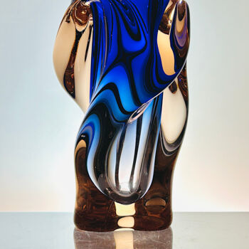 Design intitulada "Blue and Brown  Art…" por Czech Art Glass, Obras de arte originais, Quadro de Arte