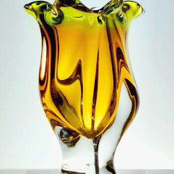 Design intitulée "Yellow Sommerso Vas…" par Czech Art Glass, Œuvre d'art originale, Art de la table