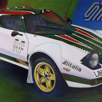 Schilderij getiteld "Lancia Statos HF Ra…" door D-Marko-O, Origineel Kunstwerk, Acryl