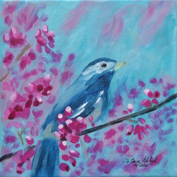 제목이 "Blue bird"인 미술작품 Adeline Da Cruz로, 원작, 아크릴 나무 들것 프레임에 장착됨
