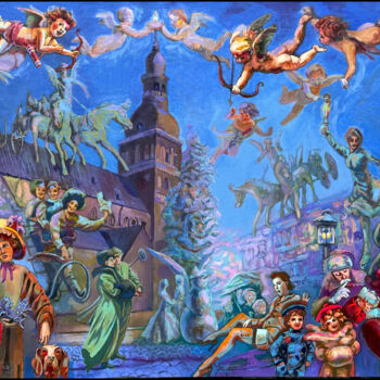 Malerei mit dem Titel "CHRISTMAS FAIRY TALE" von Dags, Original-Kunstwerk, Öl