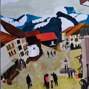 Pittura intitolato "Le village d'une mo…" da Daisy Aude, Opera d'arte originale, Acrilico
