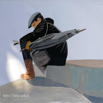 Schilderij getiteld "Le voyageur paraplu…" door Daisy Aude, Origineel Kunstwerk, Acryl