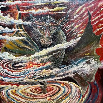 Peinture intitulée "Дракон богатства" par Vladislav Dankiv, Œuvre d'art originale, Huile