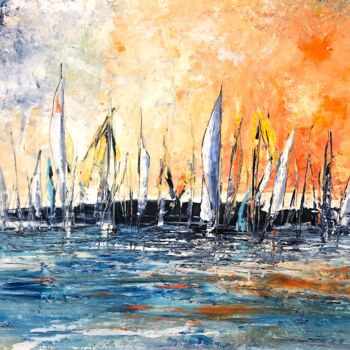 Painting titled "Les voiles de Saint…" by Dam Domido, Original Artwork, Acrylic