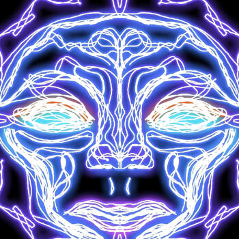 Drawing titled "Visage lumineux" by Dan Klight, Original Artwork, 2D Digital Work