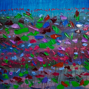 Pittura intitolato "Water lilies" da Ahmed Khan, Opera d'arte originale, Olio