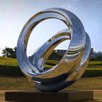 Sculpture titled "Echo Arc#2" by Daniel Kei Wo, Original Artwork, Stainless Steel