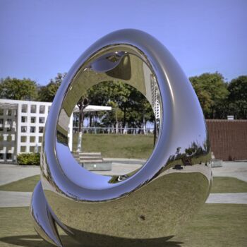 Sculpture titled "Embrace#1" by Daniel Kei Wo, Original Artwork, Stainless Steel