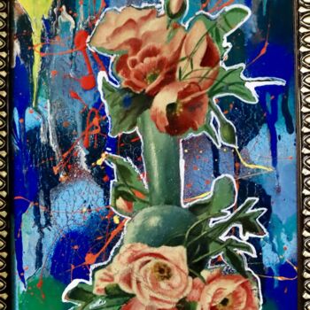 Schilderij getiteld "Flowers" door Daniel Knopfhart, Origineel Kunstwerk, Olie Gemonteerd op Houten paneel
