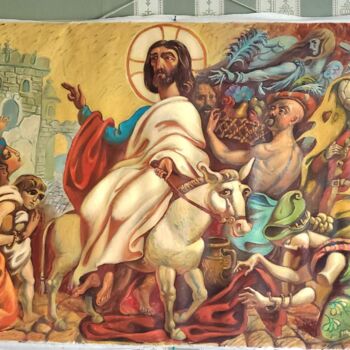 Painting titled "Entry of Jesus Chri…" by Daniel Litvinov, Original Artwork, Oil