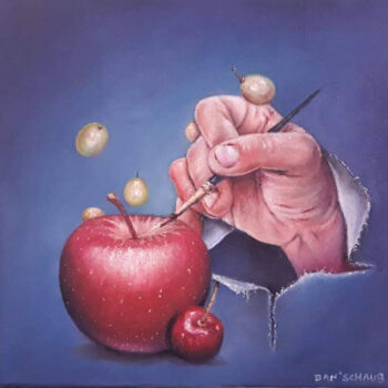 Schilderij getiteld "La pomme" door Daniel Schaub, Origineel Kunstwerk, Olie