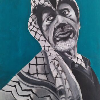 Painting titled "Arafat" by Daniele Battaglia, Original Artwork, Acrylic Mounted on Wood Stretcher frame