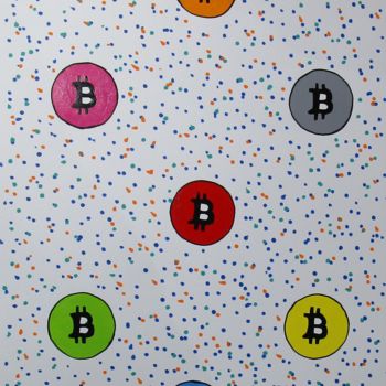 Painting titled "BITCOIN" by Daniele Fratini, Original Artwork, Enamel