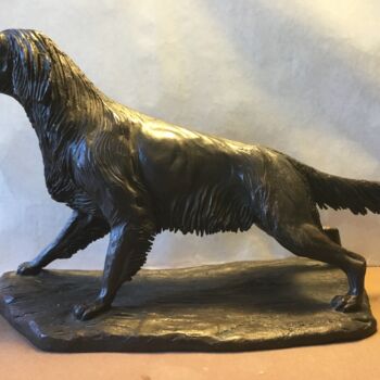 Sculpture titled "Setter in ferma" by Daniele Giusberti, Original Artwork, Bronze