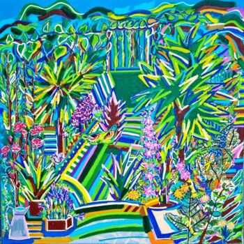 Peinture intitulée "Le jardin aux Campa…" par Daniele Jasselin, Œuvre d'art originale, Acrylique Monté sur Châssis en bois