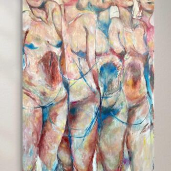 Painting titled "5 donne" by Daniele Raineri, Original Artwork, Acrylic Mounted on Wood Stretcher frame