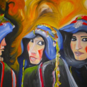 Painting titled ""Les 3 Femmes en bl…" by Danygil, Original Artwork, Oil