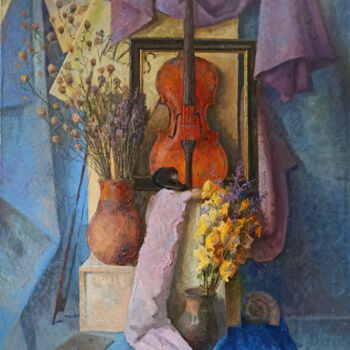 绘画 标题为“Still life with vio…” 由Olga Goryunova, 原创艺术品, 油
