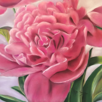 Drawing titled "Pivoine" by Dany Serva, Original Artwork, Pastel