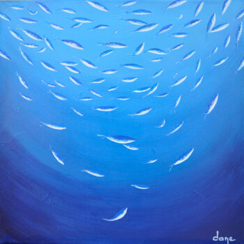 제목이 "Les sardines"인 미술작품 Dane로, 원작, 아크릴 나무 들것 프레임에 장착됨