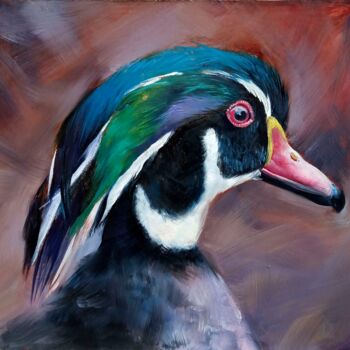 Painting titled "A Duck" by Daria Allin, Original Artwork, Oil