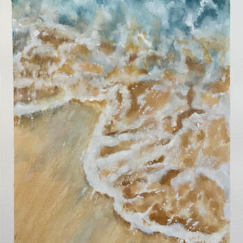 Pintura intitulada "spiaggia, onda" por Daria Ceppelli, Obras de arte originais, Aquarela