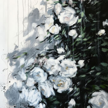 Schilderij getiteld "morning/flowers/whi…" door Daria Dacron, Origineel Kunstwerk, Acryl
