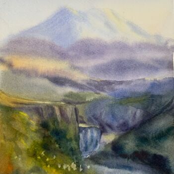 Pintura intitulada "Elbrus" por Daria Kamishanova, Obras de arte originais, Aquarela