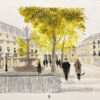 Rysunek zatytułowany „Place Colette” autorstwa Daria Klimenko, Oryginalna praca, Pastel