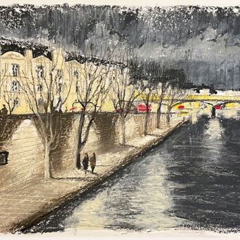 Desenho intitulada "Quai de la Seine" por Daria Klimenko, Obras de arte originais, Pastel