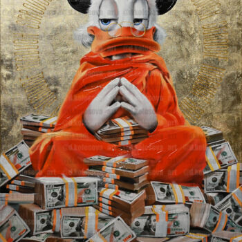 Ζωγραφική με τίτλο "Duck Monk - 2023 ed…" από Daria Kolosova, Αυθεντικά έργα τέχνης, Λάδι Τοποθετήθηκε στο Ξύλινο φορείο σκε…