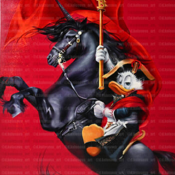 「Black Unicorn」というタイトルの絵画 Daria Kolosovaによって, オリジナルのアートワーク, オイル ウッドストレッチャーフレームにマウント