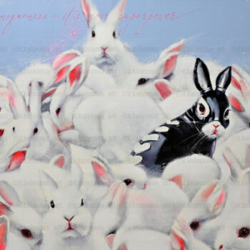 Картина под названием "Rabbits" - Daria Kolosova, Подлинное произведение искусства, Масло Установлен на Деревянная рама для…