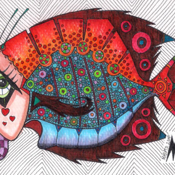 Drawing titled "Ryba Motyl, albo Mo…" by Dariusz Demoon Madaj, Original Artwork, Marker