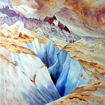 Painting titled "la-grande-crevasse" by Darnal, Original Artwork, Oil