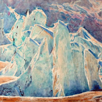 Peinture intitulée "Bleu glacier" par Darnal, Œuvre d'art originale, Huile