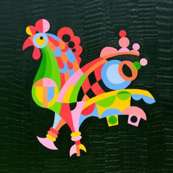 Картина под названием "Rooster" - Darya Yerameyeva, Подлинное произведение искусства, Масло Установлен на Деревянная рама дл…