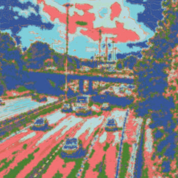 Digitale Kunst getiteld "Motorway Impressum" door Dave Collier, Origineel Kunstwerk, 2D Digital Work