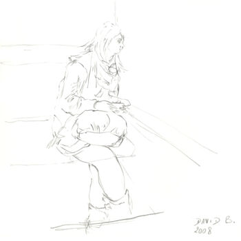 Dessin intitulée "Claire (croquis dan…" par David Benayoun, Œuvre d'art originale, Graphite