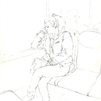 Drawing titled "Mélanie (croquis da…" by David Benayoun, Original Artwork, Graphite