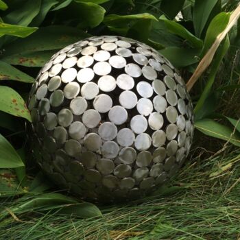 Sculpture titled "Sphere of Circles" by David Goecke, Original Artwork, Stainless Steel