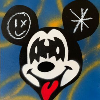 Schilderij getiteld "Mickey Kiss" door David Karsenty, Origineel Kunstwerk, Graffiti
