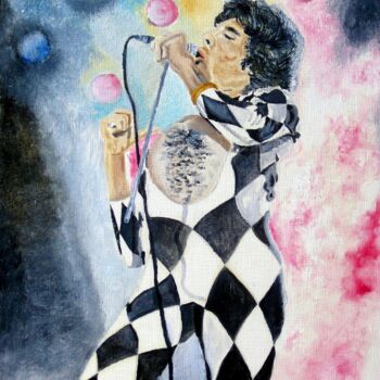 Painting titled "FREDDIE MERCURY 1" by David Sankey, Original Artwork, Oil