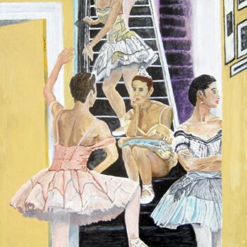 「BALLET DANCERS」というタイトルの絵画 David Sankeyによって, オリジナルのアートワーク, オイル
